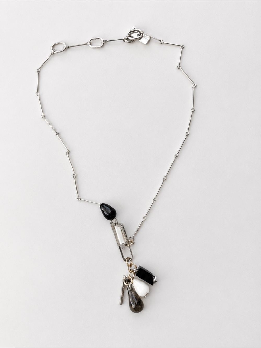 Anne-Marie Chagnon Silver Tone Mixed Media Charm Necklace Handmade in Montreal
